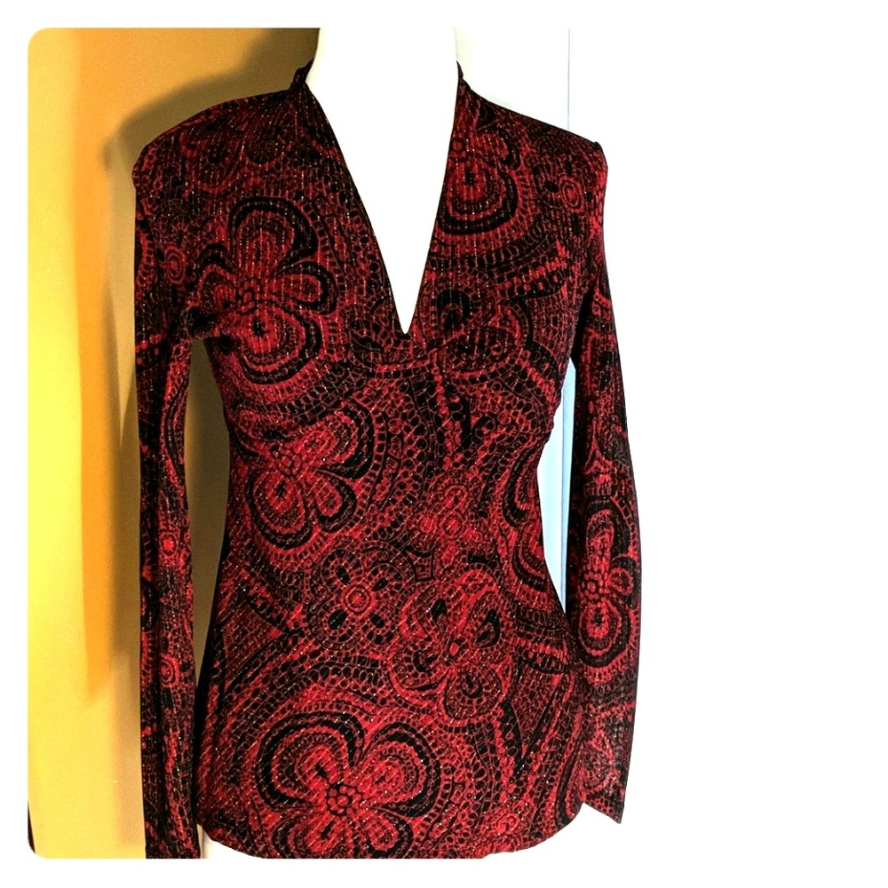 INC black and red blouse size M